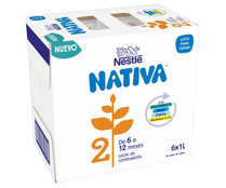 Leche (2) de continuación, de 6 a 12 meses NATIVA de Nestlé 6 x 1 l.