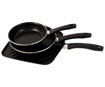 2 sartenes de 18 y 22cm.+asador de 27cm. Kenia con recubrimiento interior antiadherente MAGEFESA. 2 sartenes de 18 y 22cm.+asador de 27cm. Kenia con recubrimiento interior antiadherente MAGEFESA.