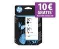 Pack de 2 cartuchos originales de tinta HP 301 N9J72AE, negro y tricolor.