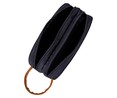Estuche sostenible con dos compartimentos color negro estampado Cerezas y lunares PRODUCTO ALCAMPO, 23x9x7 cm.