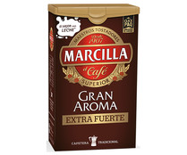 Café molido mezcla de tueste natural 50% y torrefacto 50% gran aroma extra fuerte MARCILLA 250 g.