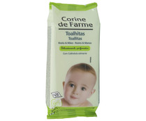 Toallitas húmedas para bebé, rostro y manos CORINE DE FARME 25 uds.