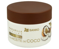Mascarilla capilar con aceite de coco, para cabellos secos y castigados SANKO 300 ml.