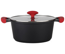 Cacerola 28cm de aluminio fundido con tapa de vidrio, ACTUEL.