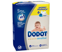 Toallitas húmedas para bebé sin perfume DODOT Sensitive 4 x 54 uds.