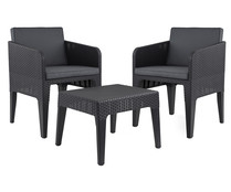 Conjunto de muebles de jardín 2 plazas con 2 sillas y mesa de resina sintética color gris oscuro, Columbia KETER.