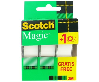Lote de 3 rollos de 7.5 m de cinta mágica de 19 mm de ancho + dispensadores SCOTCH.