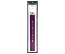 Lote de 3 lápices de grafito, con cuerpo azul y rojo y punta bicolor (azul-rojo) FABER-CASTELL.