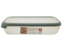 Tupper de plástico rectangular con tapa cierre clip, 2,9 litros ACTUEL.