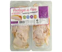 Pechuga de pavo al horno, elaborada de forma artesanal y cortada de forma rústica EL CHARCUTERO 2 x 120 G.