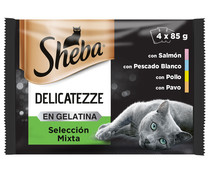 Comida para gatos adultos a base de carne y pescado  SHEBA 4 uds. 85 g.