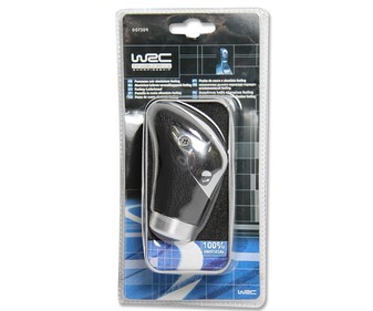 Pomo clásico de palanca de cambio, fabricado en piel y aluminio WRC. Pomo clásico de palanca de cambio, fabricado en piel y aluminio WRC.