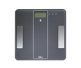 Báscula electrónica para baño, de color gris, con base de cristal templado y bluetooth QLIVE.