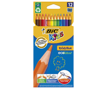Caja con 12 lápices para colorear, con punta extra dura BIC kids.