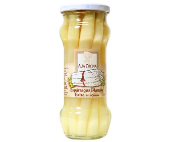 Espárragos blancos 9/12 piezas ALTA COCINA frasco de 220 g. Espárragos blancos 9/12 piezas ALTA COCINA frasco de 220 g.