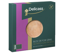 Medallón de foie gras de pato con trozos, elabrado sin gluten DELICASS 40 g.