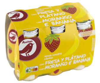 Yogur líquido para beber con fresa y plátano PRODUCTO ALCAMPO 6 x 100 g. Yogur líquido para beber con fresa y plátano PRODUCTO ALCAMPO 6 x 100 g.