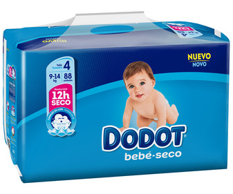 Pañales talla 4, para niños de 9 a 14 kilogramos DODOT 88 uds. Pañales talla 4, para niños de 9 a 14 kilogramos DODOT 88 uds.