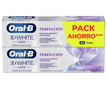 Pasta de dientes blanqueante, suave con el esmalte ORAL-B 3D White luxe perfecci&oacute;n 2 x 75 ml.