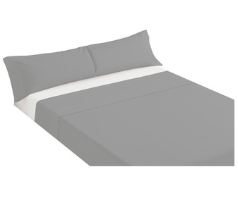 Juego de sábanas de franela 100% algodón bicolor gris - beige para cama de 135cm. TEXTIL HOGAR. Juego de sábanas de franela 100% algodón bicolor gris - beige para cama de 135cm. TEXTIL HOGAR.