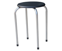 Taburete con asiento acabado en madera de color negro, DECORACIÓN.