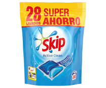 Detergente en cápsulas para lavadora doble acción SKIP ACTIVE CLEAN 28 uds.