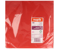 Servilletas desechables color rojo, 40x40cm. NUPIK 50 uds.