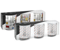 Pack de 3 vasos decorados, geométrico o lunares, 0,26 litros, ROYAL NORPOLK.