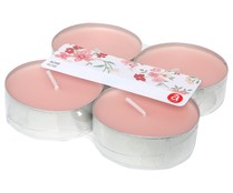 Set 4 tealights perfumadas, aroma rosas, ACTUEL.