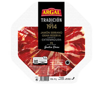 Jamón serrano gran reserva (18 meses de curación), cortado en lonchas finas ARGAL Tradición 80 g.
