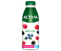 Bífidus líquido de origen natural para beber, 0% materia grasa y con frutos rojos ACTIVIA de Danone 525 ml.