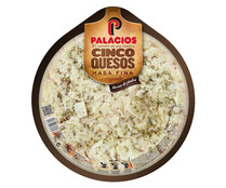 Pizza de masa fina y crujiente a los 5 quesos PALACIOS 390 g.