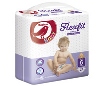Pañales talla 6 para bebés de más de 16 kilogramos ALCAMPO BABY Flexfit 27 uds.