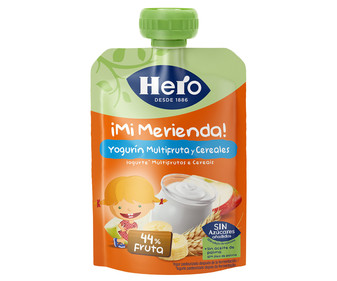Bolsita de yogur con multifrutas y cereales HERO ¡Mi merienda! 100 g. Bolsita de yogur con multifrutas y cereales HERO ¡Mi merienda! 100 g.