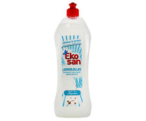 Detergente lavavajillas dermo, algodón EKOSAN, botella de 800 ml.