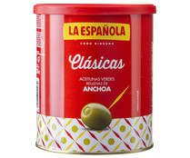 Aceitunas verdes rellenas de anchoa LA ESPAÑOLA Clásicas lata de 345 g.