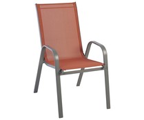Silla de jardín de acero y textileno color naranja, 70x53x93 cm GARDEN STAR ALCAMPO.