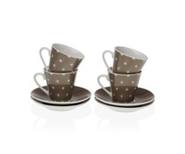Set de 6 tazas de café con asas fabricadas en porcelana, VERSA Soft Star.