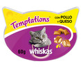 Snacks para gatos a base de pollo relleno sabor a queso WHISKAS TEMPTATION 60 g.