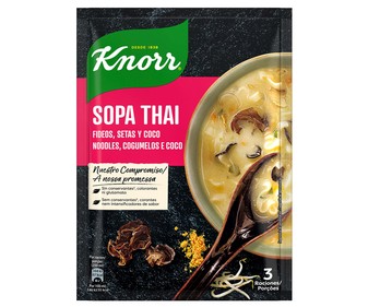 Sopa Thai con fideos, setas y coco KNORR 69 g. Sopa Thai con fideos, setas y coco KNORR 69 g.