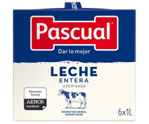 Leche  entera procedente de animales con bienestar garantizado PASCUAL 6x 1l.