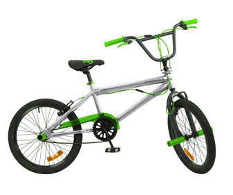 Bicicleta 20" BMX Free Style con rotor, color gris y verde, TOIMSA. Bicicleta 20" BMX Free Style con rotor, color gris y verde, TOIMSA.