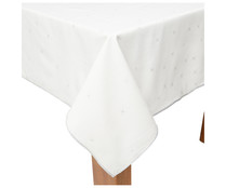 Mantel 100% algodón color blanco con estampado estrellas grises, 150x200cm ACTUEL.