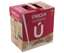 Leche de vaca desnatada de origen 100% gallega ÚNICLA 6 x 1 l.