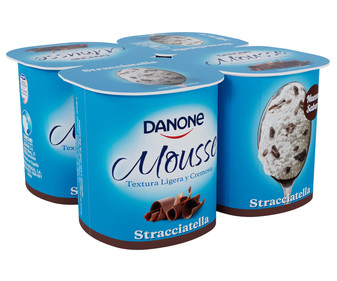 Mousse de stracciatella de textura ligera y cremosa DANONE 4 x 65 g. Mousse de stracciatella de textura ligera y cremosa DANONE 4 x 65 g.