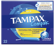 Tampones regular con aplicador TAMPAX Compak 22 uds