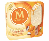 Bombón helado sabor chocolate blanco, coco y mango MAGNUM Double Sunlover 3 x 85 ml.