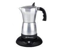 Cafetera tradicional moka eléctrica ORBEGOZO KFE 660, capacidad de 3 a 6 tazas, tapa con ventana, apagado automático, potencia 480W.