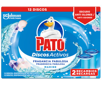 Recambio discos WC activos aroma frescor marino PATO 2 uds. x 36 ml. Recambio discos WC activos aroma frescor marino PATO 2 uds. x 36 ml.