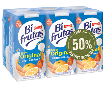 Leche con zumo de frutas mediterráneas y 0% materia grasa BIFRUTAS de Pascual 6 x 200 ml. Leche con zumo de frutas mediterráneas y 0% materia grasa BIFRUTAS de Pascual 6 x 200 ml.